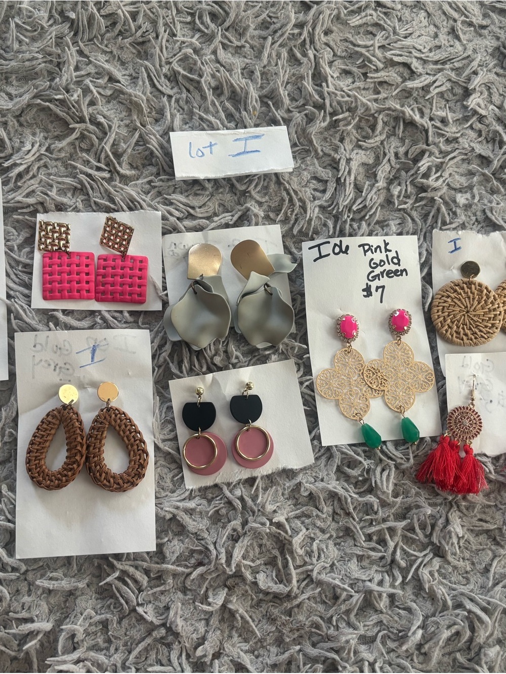 Assorted Statement Earrings - Pink, Gold, Green, Brown Lot I